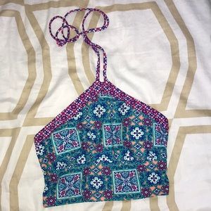 Patterned crop top bikini